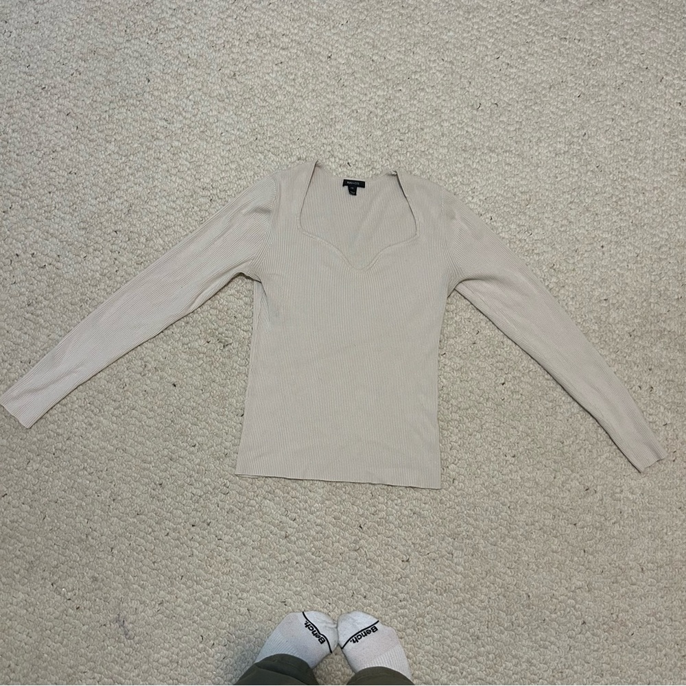 RW&CO. Cream Ribbed Long Sleeve Size L - Picture 4 of 8